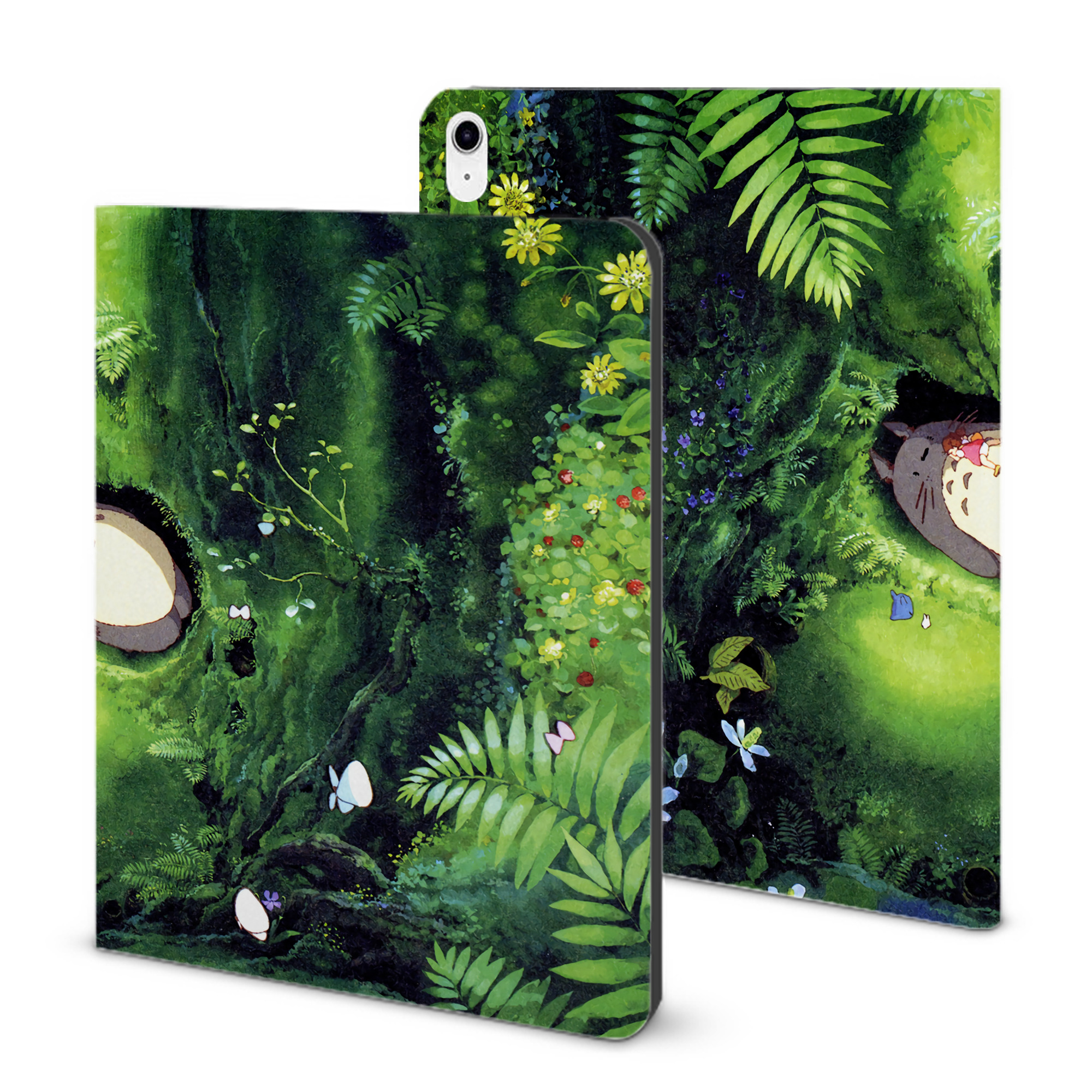 （画像用） となりのトトロ 草壁メイ 草壁サツキ My Neighbor Totoro Satsuki Kusakabe Mei Kusakabe IPad ケース ブック型 PUレザー TPU 耐衝撃 軽量 薄型 ペン収納なし 全面保護 IPad 各モデル対応